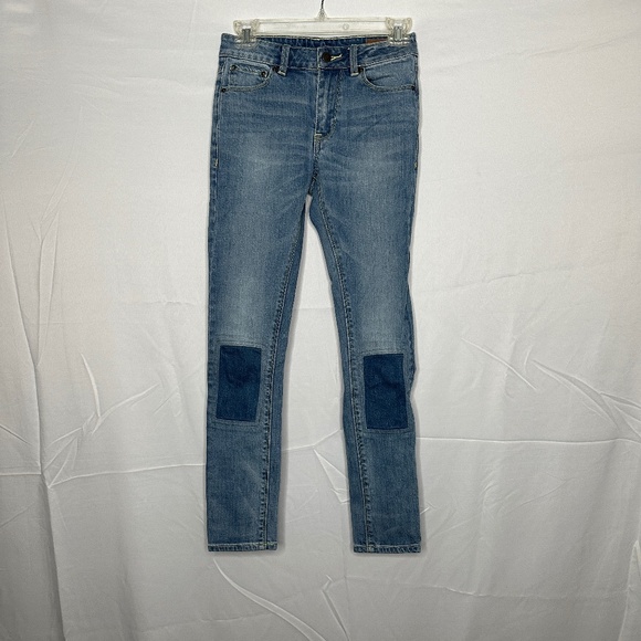 ASOS Medium Wash Patched Skinny Jeans - Picture 1 of 3